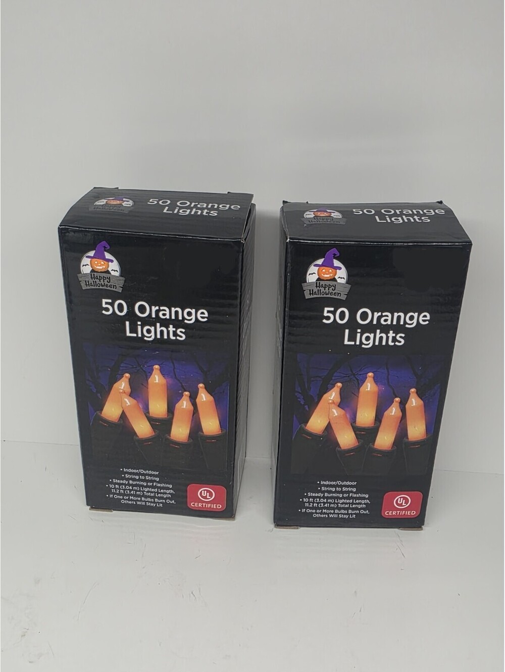 LED Halloween 50 Color String Lights – Orange – Indoor/Outdoor 2 Pack